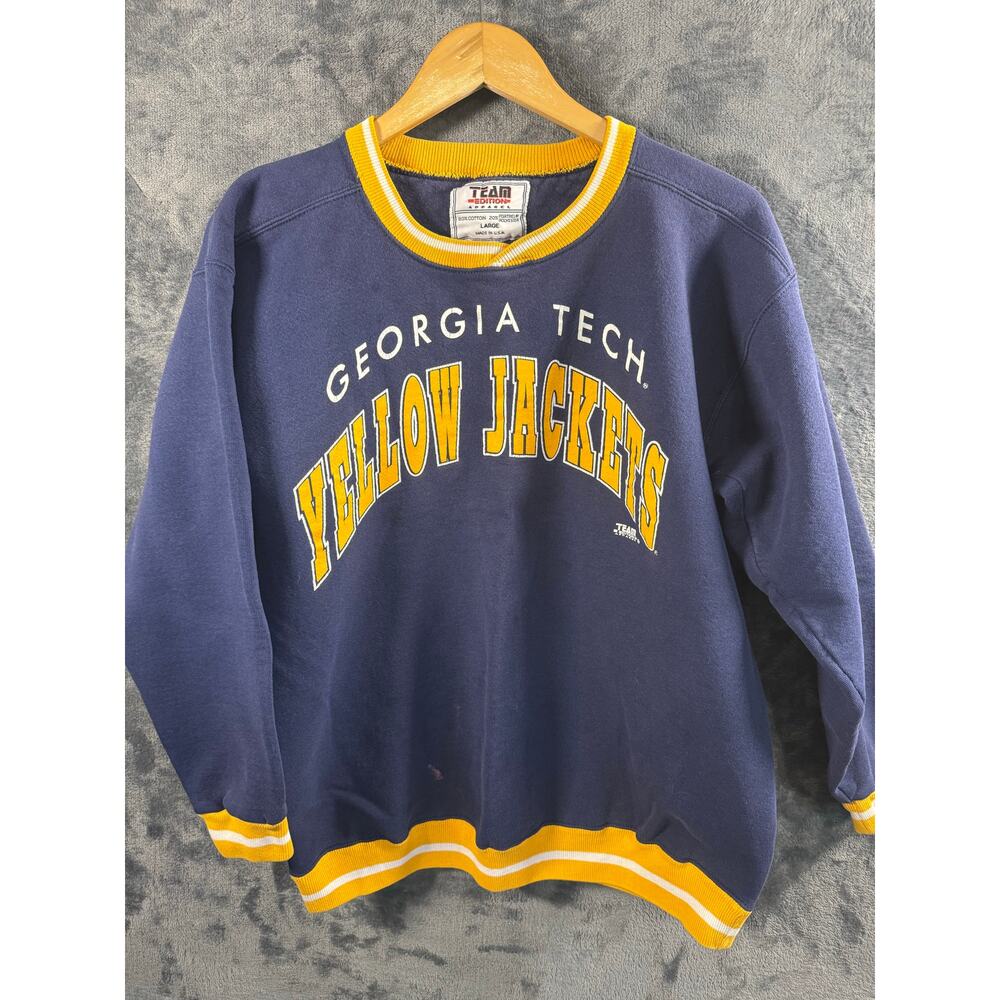 VTG 90s Georgia Tech Yellowjackets Crewneck by Team Edition Apparel Men’s L USA!